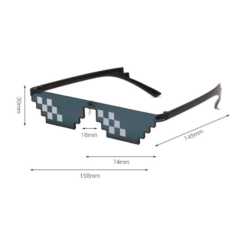 Mosaik Sonnenbrille für Herren Damen Pixel Schwarz Retro Gamer Roboter Sonnenbrille Cool Party Vintage Shades Brillen