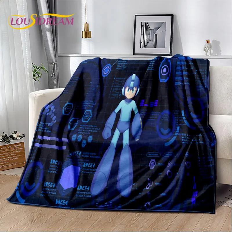Rockman Megaman Game Cartoon Soft Plush Blanket,Flannel Blanket Throw Blanket for Living Room Bedroom Bed Sofa Picnic Cover Kids