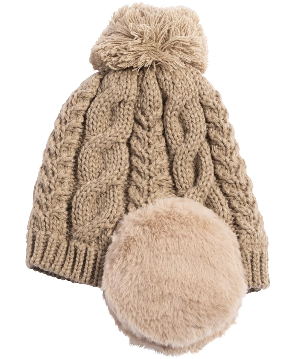 

Вязаная свободная шапка с помпоном из искусственного меха, вересковая, плюс, вязаная, зимняя, один размер, бежевая, Loo&c, женская шапка, посадка, наушники, вязаная, размер, шапка, тепло, унисекс, (56-64см) - бежевый