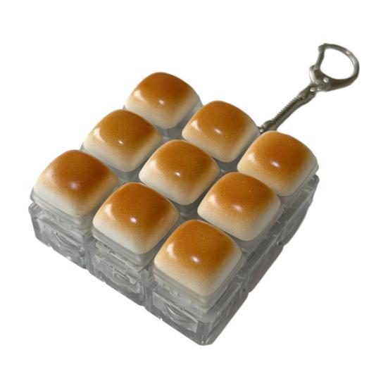 Caramel Bread Fidget Keyboard Toy Stress Relief 1/2/3/4/5/6/9-Keys Keyboard Finger Clicker Keychain Office School Decompression Button Sensory Toy