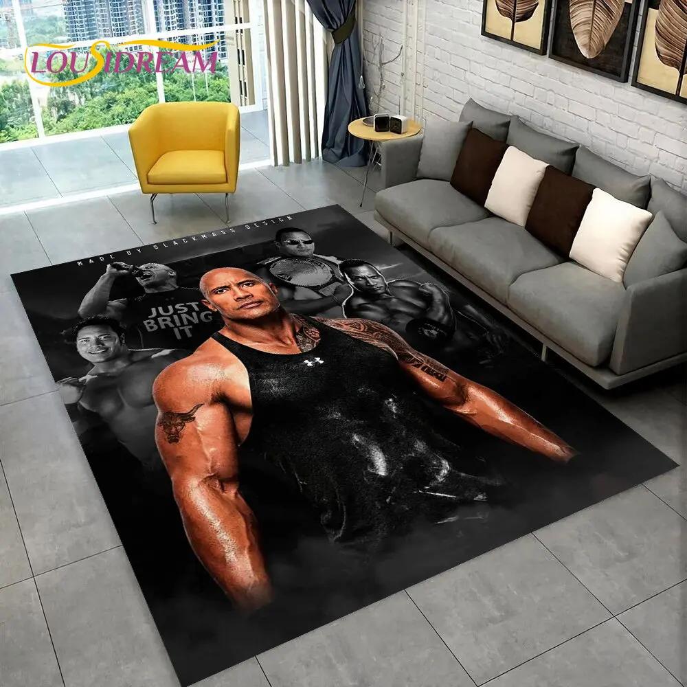 HD The Rock Dwayne Johnson Area Rug,Carpet Rug for Living Room Bedroom Sofa Doormat Decoration, Kids Play Non-slip Floor Mat 3D