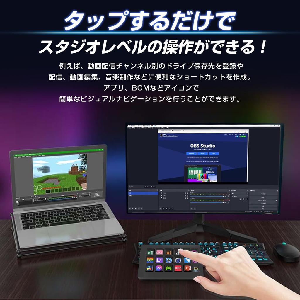 HSV293 Slim Shortcut Keys 15 Custom Keys Windows Twitch YouTube 10/macOS (Black)