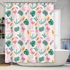 Pink Flamingo Shower Curtain with Green Palm Leaves Decorative for Bathroom Home Decoration Accessories (72''x84'')