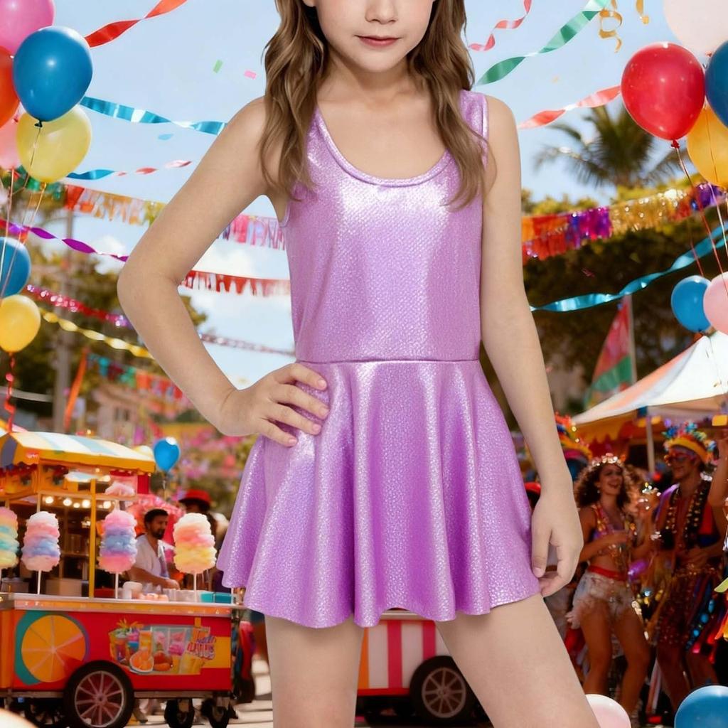 Vestido Casual Confortável Redondo Sem Mangas Festivo Elegante de Carnaval Casamento Noite Festival