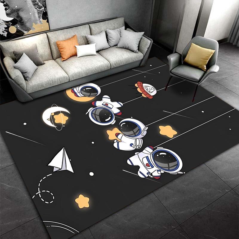 Cute Astronauts and Stars Rug Suitable for Use As an Anti-slip Game Mat for Living Room and Bedroom Sofas