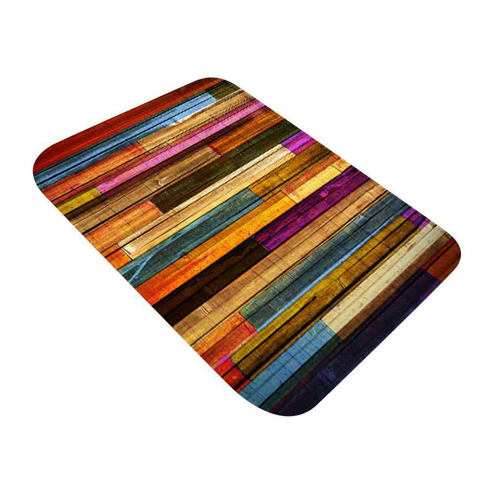 Colourful Bathroom Kitchen Carpet Hallway Doormat Anti-Slip Carpet Absorb Water Kitchen Mats Bath Mat Wood Pattern Floor Mat