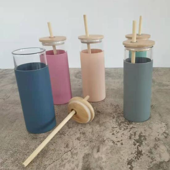 500ml Water Cup with Lid Shatterproof Glass Assorted Iced Coffee Tumbler Straw Bottle Home