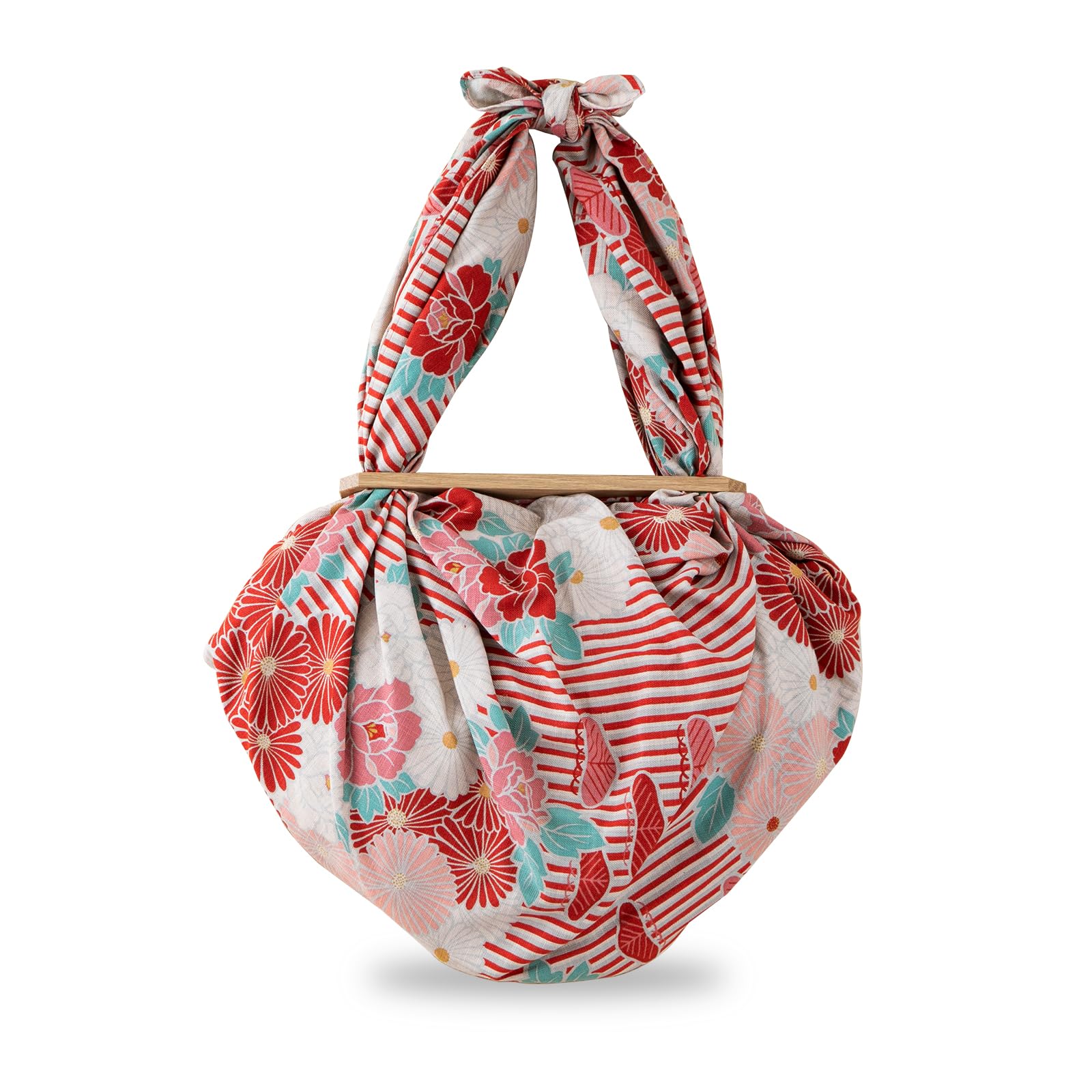 

Noren Furoshiki Cloth and Cloth Cloth Snap Set Flower Large 100cm Red with Japanese Pattern and Bag Making Kit Made in for and Yukata (Retro - Oak) /