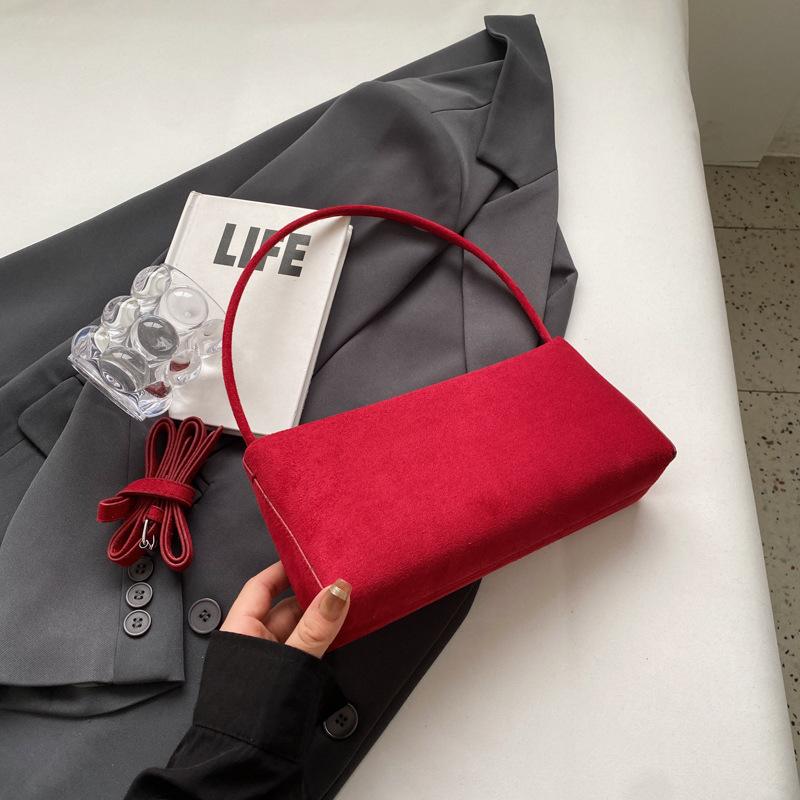 2025 Autumn Niche Baguette Armpit Bag Retro Solid Color Simple Women's Shoulder Bag Fashion Casual Messenger Bag Women