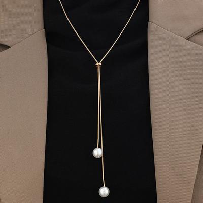 Modisches Imitationsperlen-Halskette Für Frauen Gold & Farbe Verstellbare Kette Choker Mädchen Einfacher Party-Schmuck Zubehör