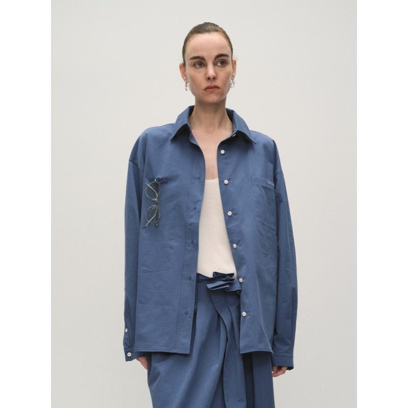 Longmei Women s Loose Lapel Pure Cotton Shirt - Early Spring 2026 Nordic Style, Simple Commute Long Sleeve Top Medium