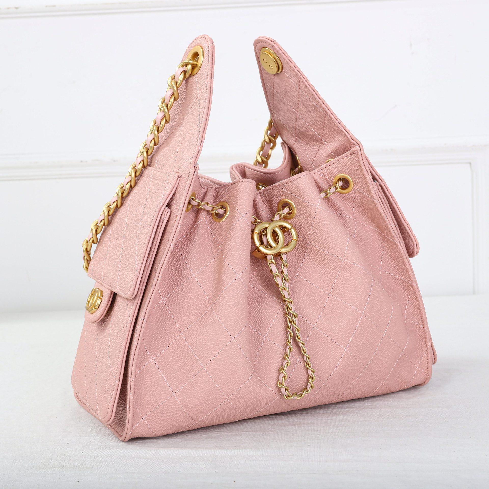 

2025 new hippie diamond hobo drawstring chain bucket bag retro underarm women s bag fashionable versatile shoulder bag Length 26x thickness 14x height 20cm