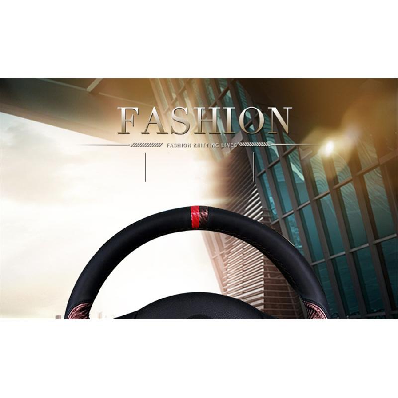 New 1× Brown Wearproof PU Leather 37-38CM Vehicle Interior Trim Steering Wheel Cover