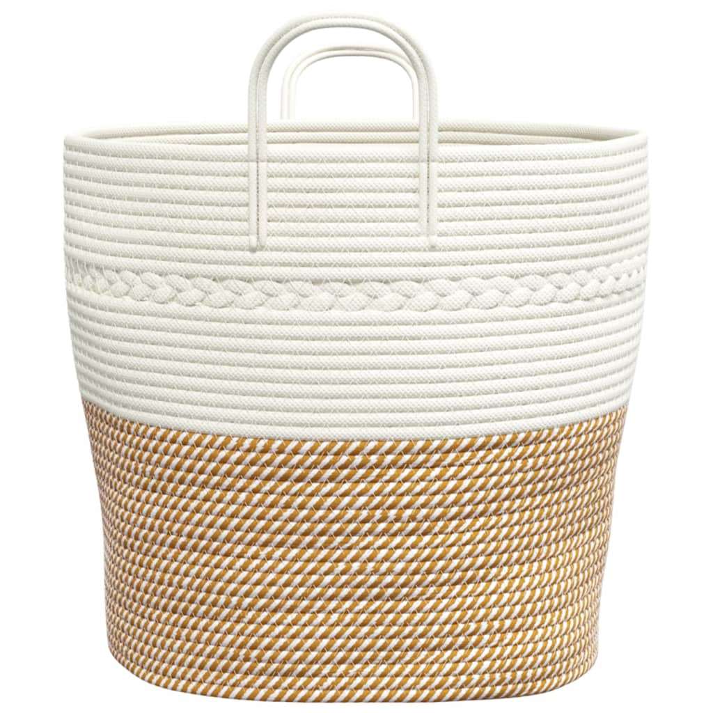Vidaxl Storage Basket, Brown-White, Ø43X38 Cm, Cotton