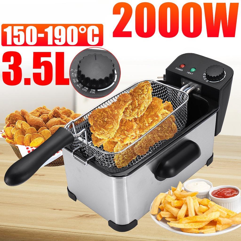 2000W 3.5L Stainless Steel French Fries Chicken Frying Machine Multifunction Kitchen Grill BBQ Tool Electric Deep Fryer