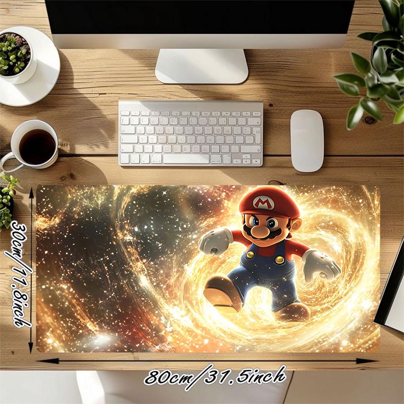 1Pc Mario Space Gaming Mouse Pad Keyboard Desk Mat Non-slip Rubber Lock Edge Waterproof Computer Mousepad for Office Home Decor Y184