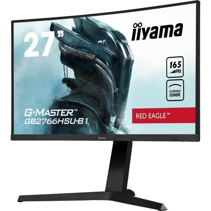 Ecran PC Gamer Incurvé - IIYAMA - 27" - FHD - 165Hz - Dalle VA - 1ms - Ajustable en hauteur - GB2766HSU-B1