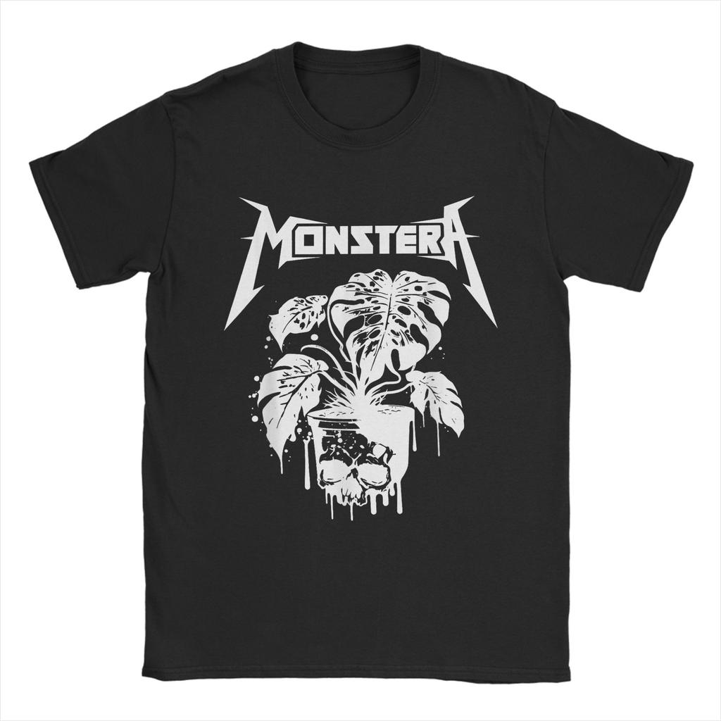 Harajuku T-Shirt Beach Monstera Skull Plant Lover Skeleton Grunge Hip Hop T-Shirts Pure Cotton Tee Shirt Short Sleeve Clothing