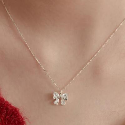 (Silber 925) Funkelnder Schmetterlingsband-Halskette NZ2180