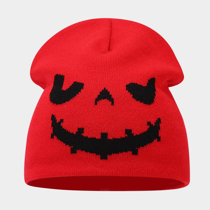 Autumn and Winter New Halloween Pumpkin Skull Jacquard Knitted Hat Festive Personality Funny Warm Wool Hat