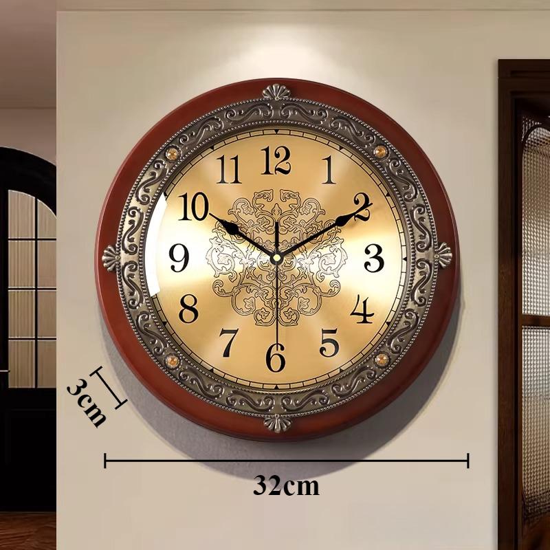 

Retro Wall Clock Nordic Living Room Luxury Wall Clocks Solid Wood Alloy Watches Silent Mechanism Elegant Stylish Home Decor