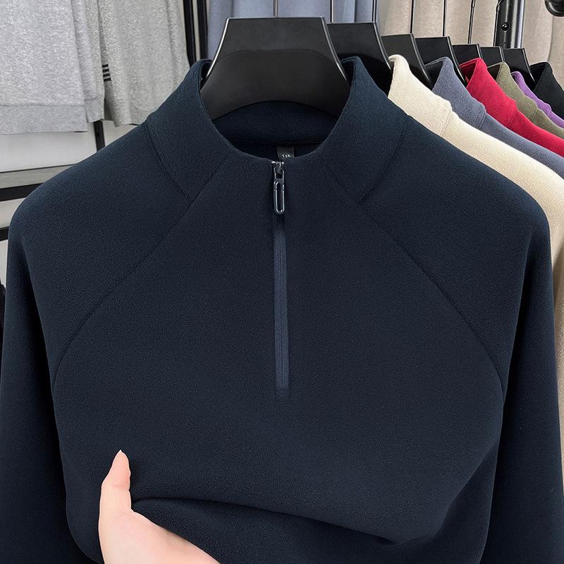 Men s Wool Sherpa Half-Zip Stand Collar Warm Hoodie 2025 Autumn/Winter Edition M