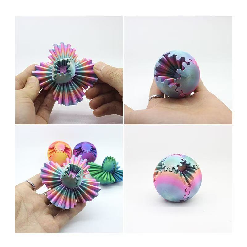 Cross-Border Internet Fun Entertainment 3D Printed Red Gear Ball Creative Plastic Fingertip Rotating Novelties Colorful Gag Toys