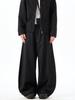 Unisex Retro Black Scimitar Wide-Leg Casual Pants for Spring & Autumn