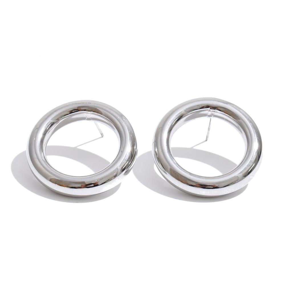 

Yhpup 30*30mm High Quality Stainless Steel Hollow Round Chunky Stud Earrings for Women Simple Daily Fashion Jewelry Rust Proof