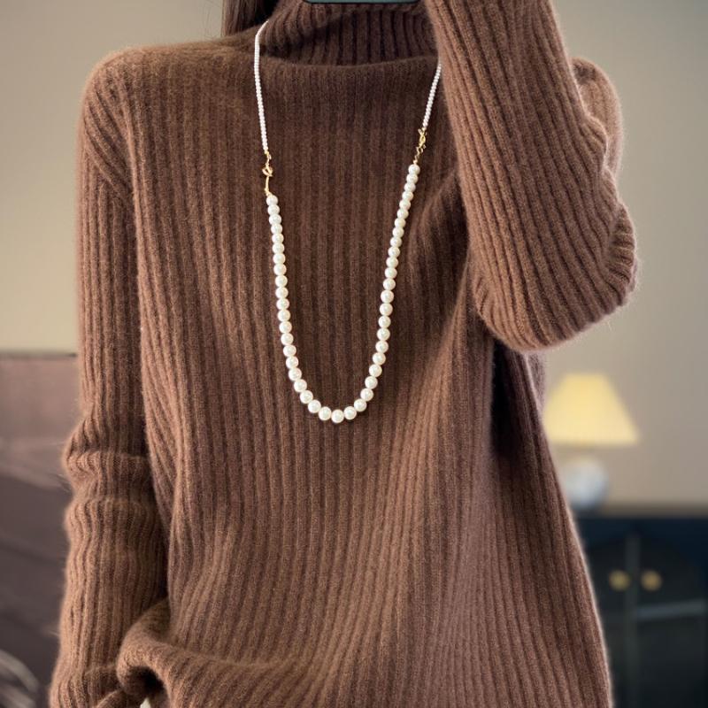 Thickened Pit Strips Piled Collar Cardigan for Women's Autumn and Winter New Skin-friendly and Versatile Cashmere Knitted Base Shirt