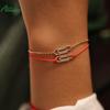 Moonmory 925 Sterlingsilber Büroklammer Rotes Seil Armband Für Frauen Glänzender Kristall Handgelenksband Europäischer Schmuck Weihnachtsgeschenk