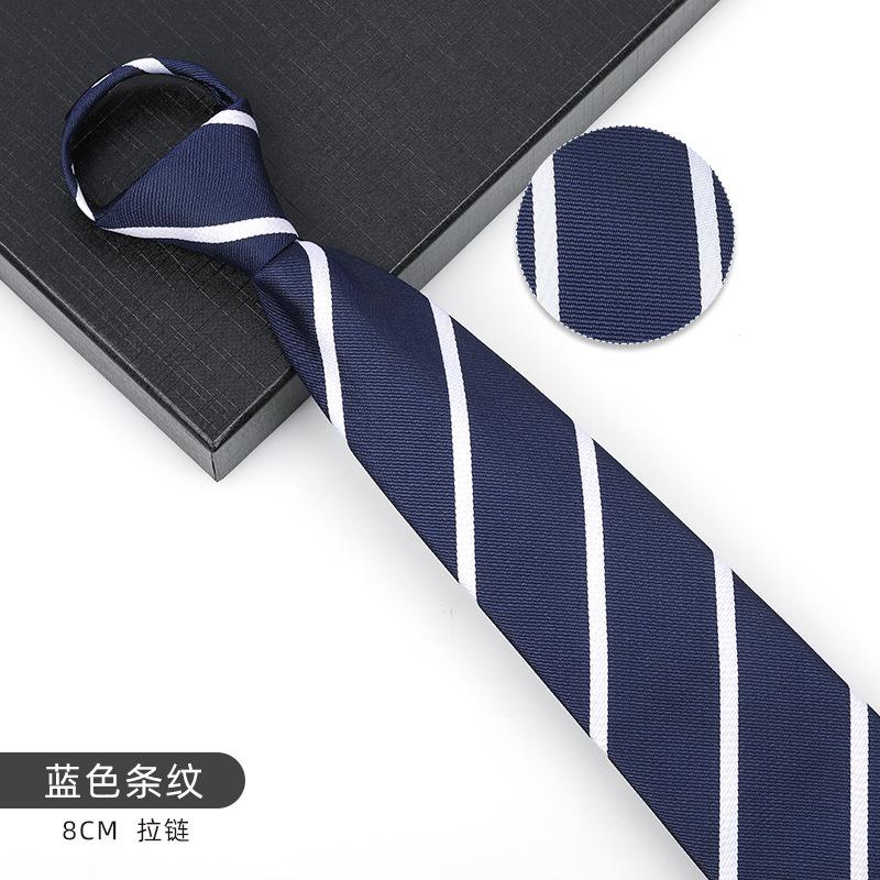 Business Blue Formal Tie Zipper Groom Wedding Korean Version Narrow Lazy Without Striped Bow Tie Plaid