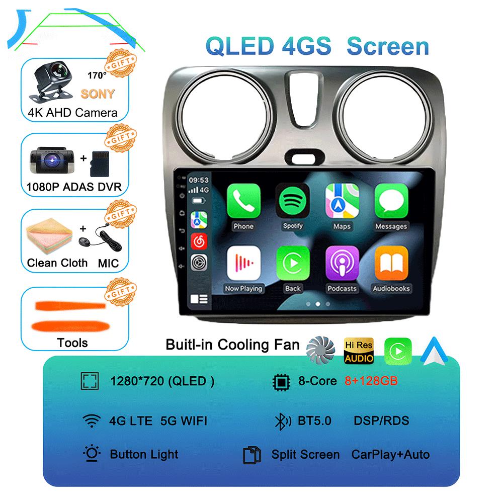 Android 14 Carplay Auto WIFI+4G For Renault Lodgy Dacia Dokker 2012-2020 Video Player Car Radio Multimedia Navigation GPS Stereo