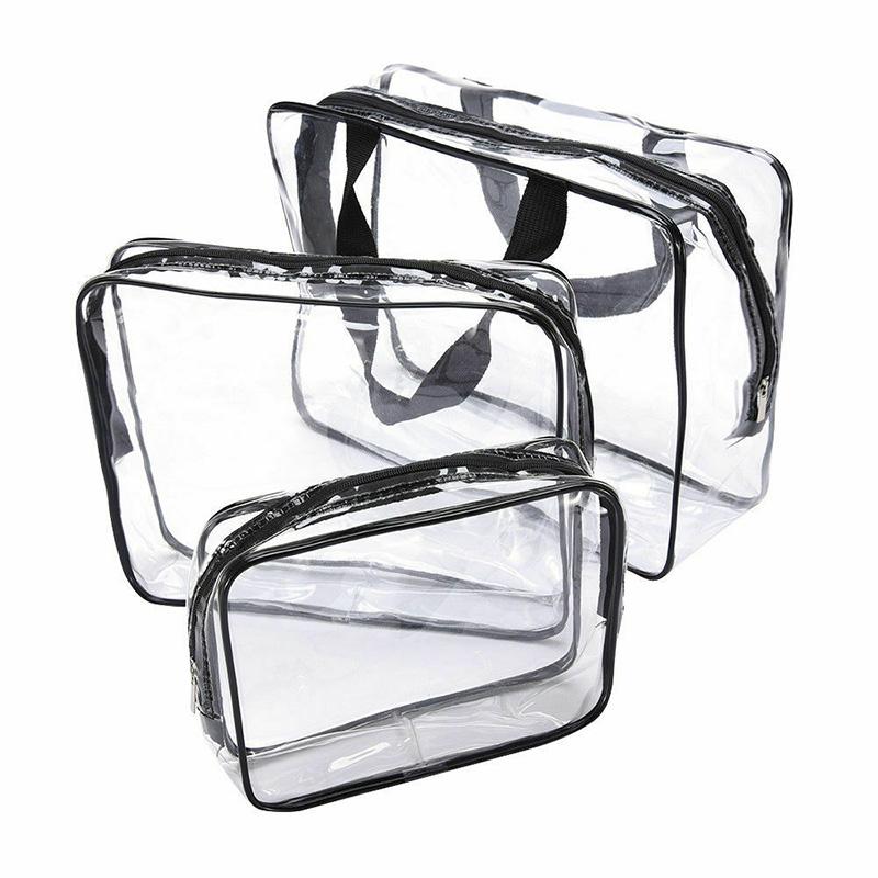 

3PCS/Set Clear Cosmetics Bag Make-up Bags Organizer PVC Bag Black