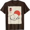 Gatto Bianco Dormiente Arte Giapponese Stile Ukiyo E Maglietta Grafica Casual in Cotone