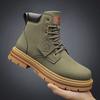 Retro Casualowe Buty High Top dla Mężczyzn Zimowe Grube Rabarbarowe Buty Męskie Motocyklowe Botki Sznurowane Obuwie Robocze Botas Hombre
