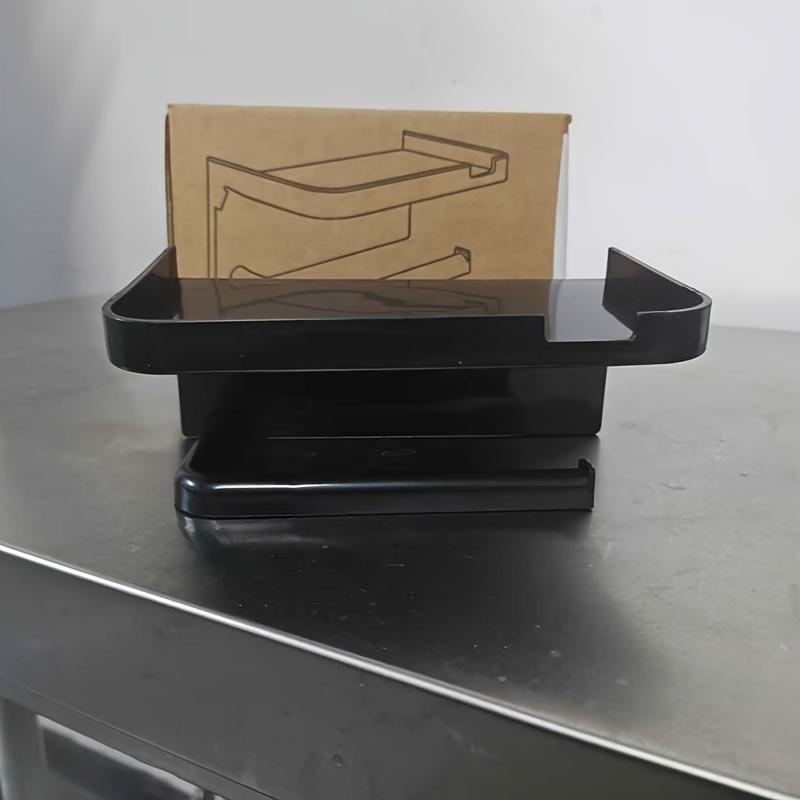 

Пластиковый настенный держатель для туалетной бумаги двойного назначения - 1 шт. Стеллаж для хранения с держателем для мочалки для ванной и кухни, простая установка чёрный