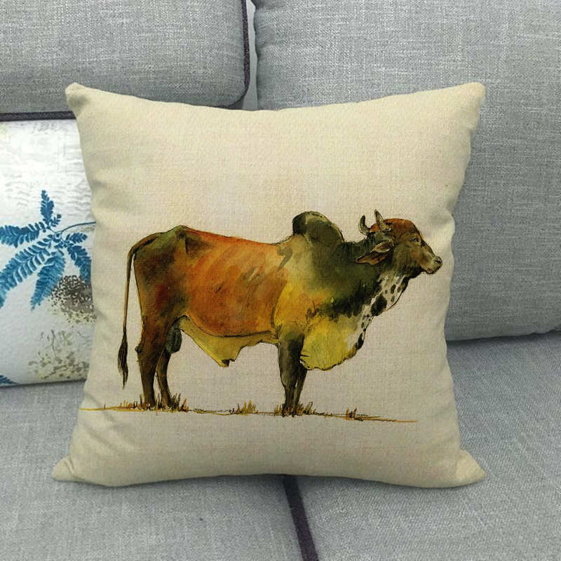 Animal Color Oil Painting Patterns Digital Printing Short Plush Pillow Covers For Car Sofa Office Cushion Cover Home Goods