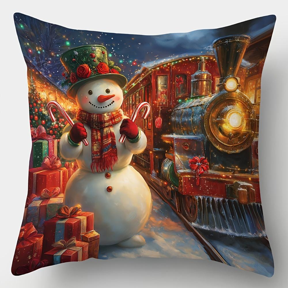 

Украшение дома: Рождественские наволочки с рисунками поезда и подарков для дивана, спальни, автомобиля, наволочки 40x40cm