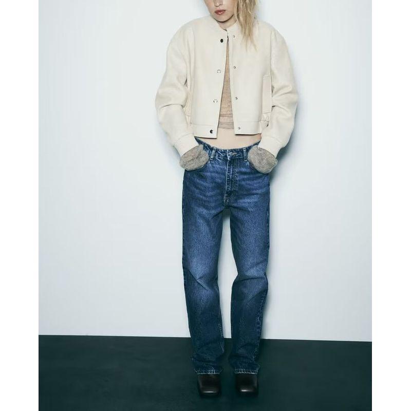Spring New Arrival Women's Baseball Uniform Rib Stand Collar Loose Soft Pilot Jacket Outwear 3046272