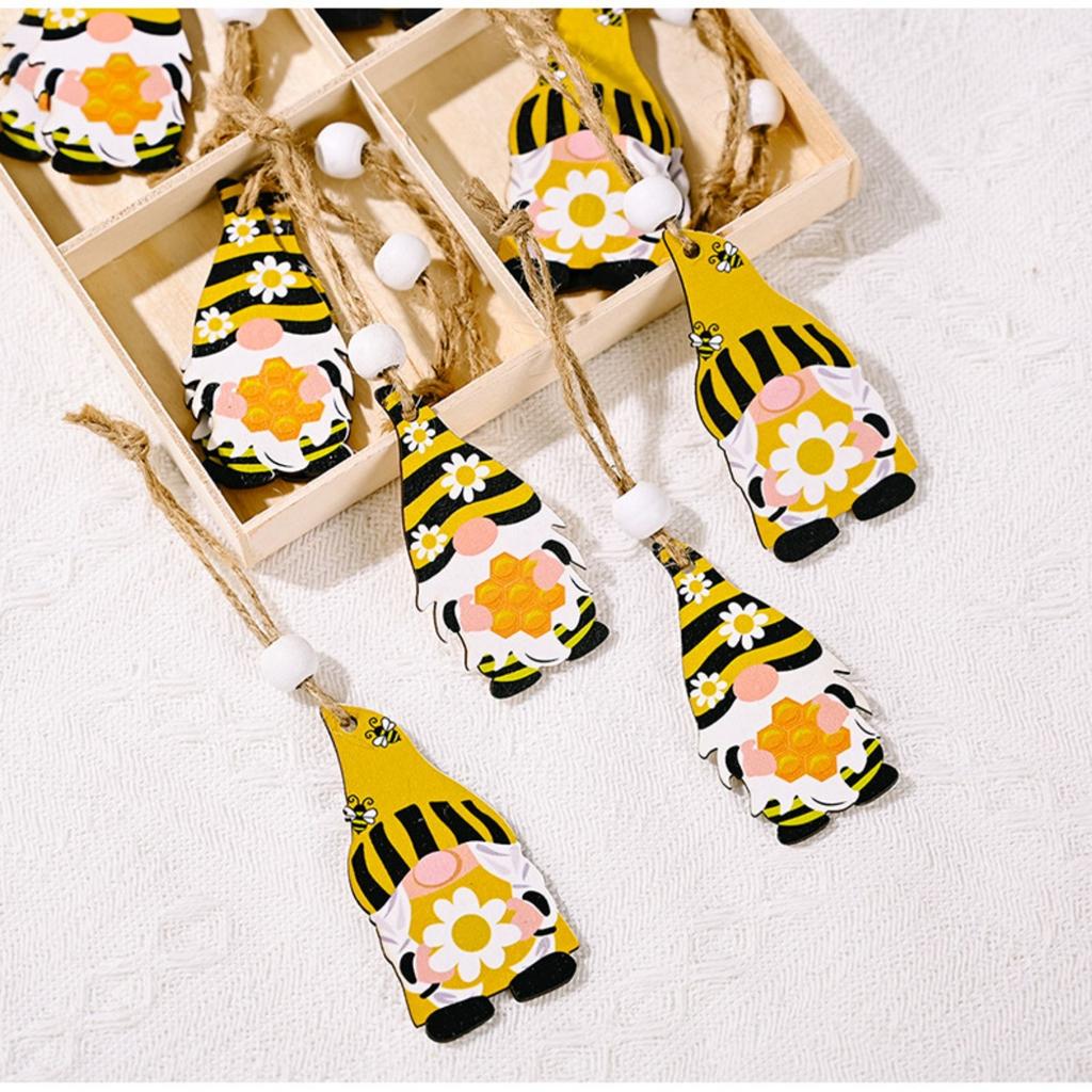 Bee Festival Decorations, Painted 3grid Wooden Box Pendant, Home Atmosphere, Props And Supplies