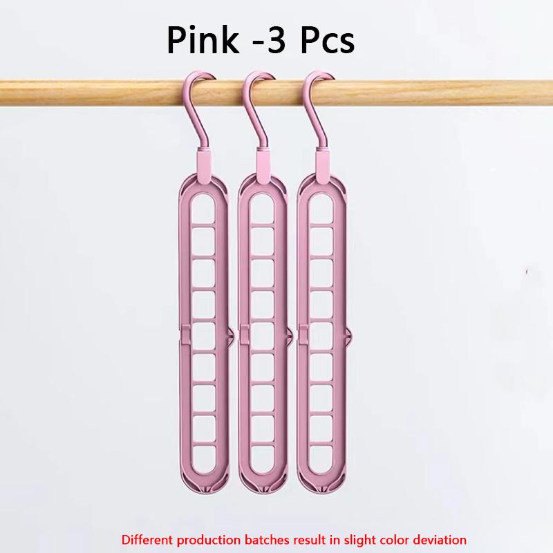 3Pcs 9-hole Clothes Hanger Organizer Space Saving Hanger Multi-function Folding Magic Hangers Drying Racks Scarf Clothes Storage