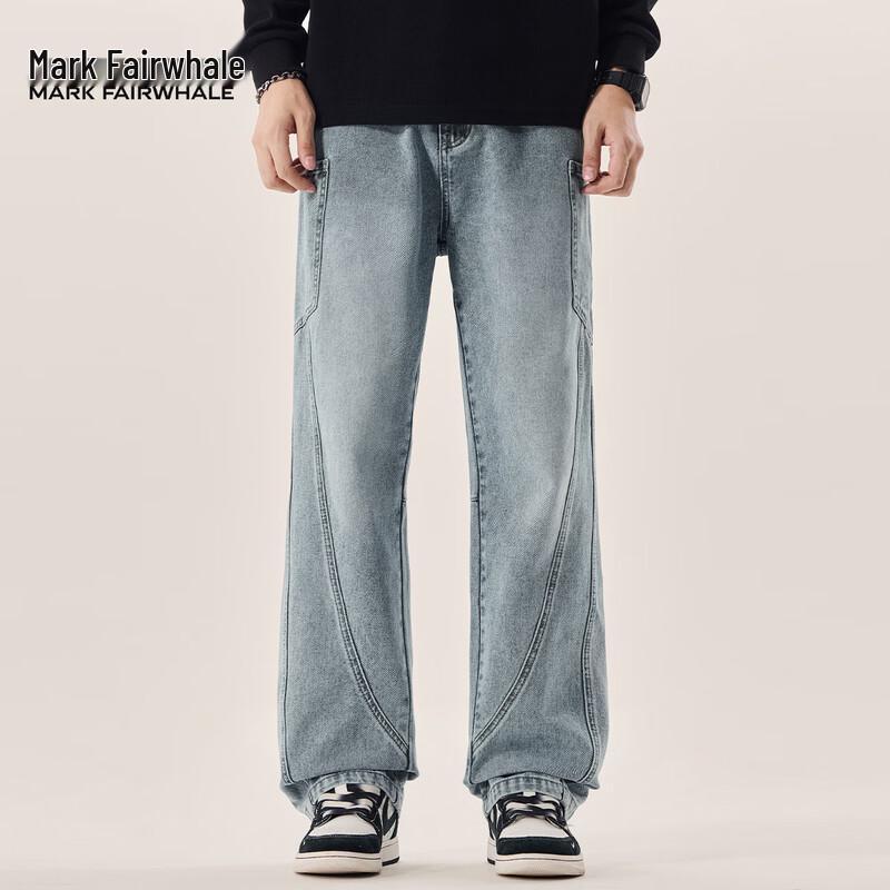 Jean en Denim Homme Mark Fairwhale Lavé Coupe Droite Ample