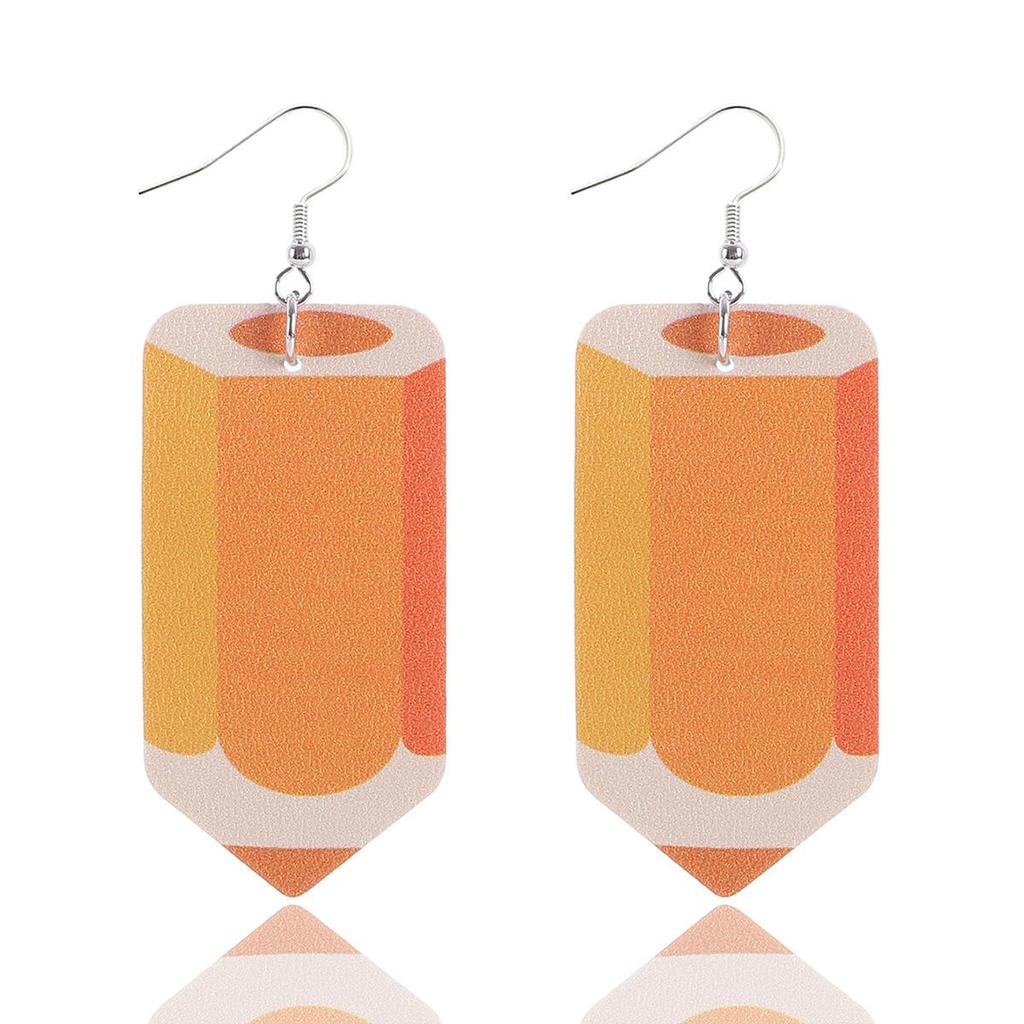 Teacher's Day Apple Pencil & Rocket Book Earrings with School Elements