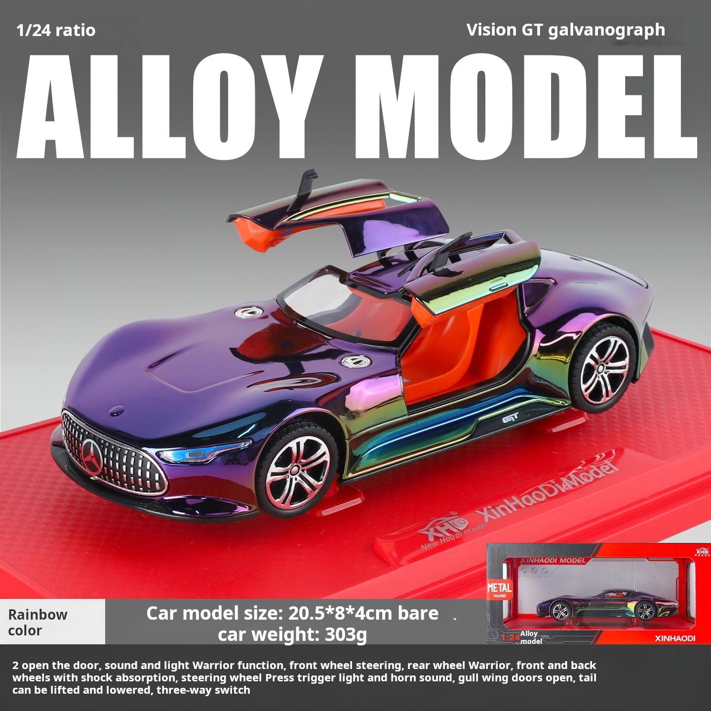 

1: 24 Vision GT Fast and Furious Alloy Car Model Diecasts Toy With Sound and Light Vehicles Decoration Toys For Kids Gift фиолетовый