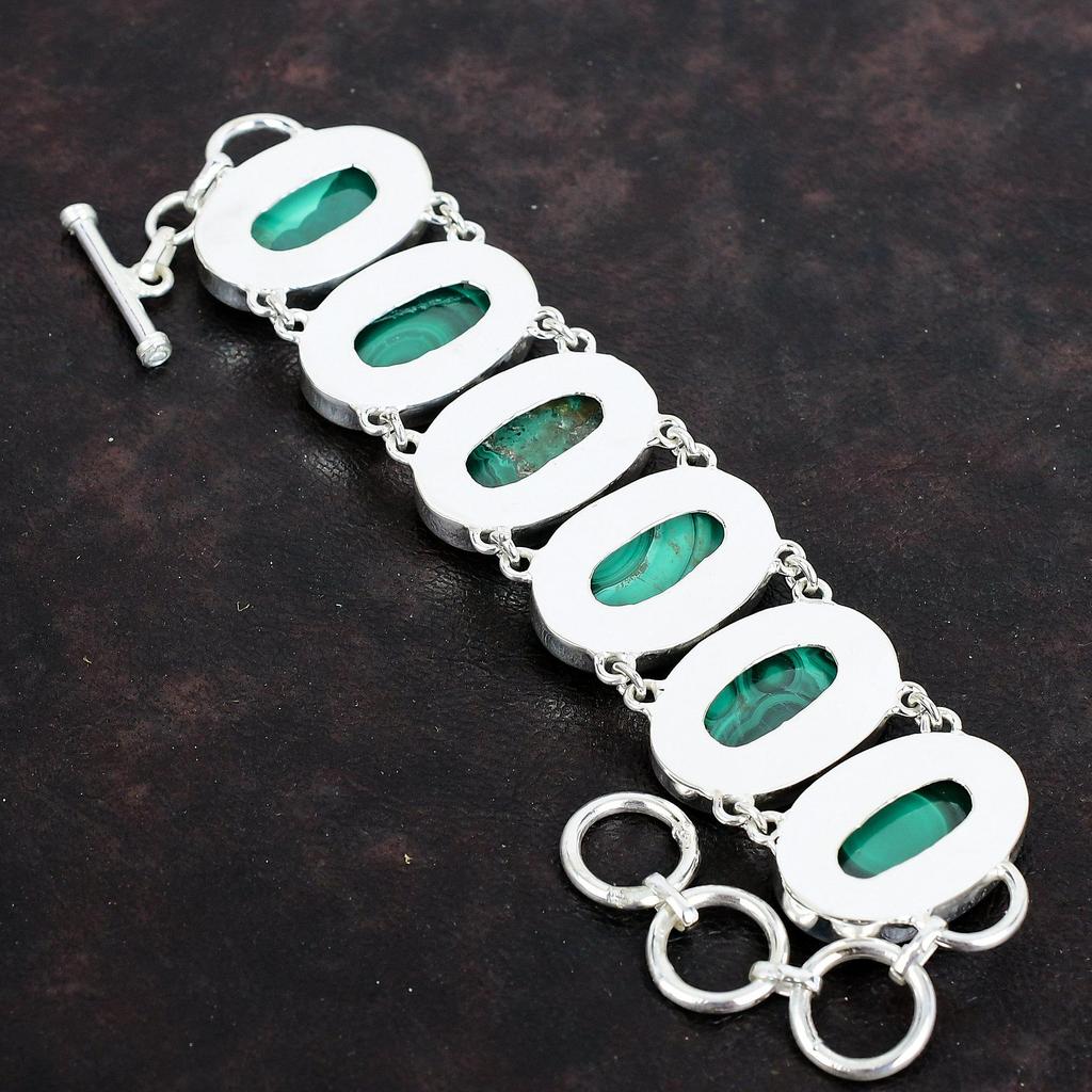 Malachite bracelet natural gemstone bracelet 925 sterling silver adjustable chain bracelet malachite jewelry handmade bracelet gifts for mom