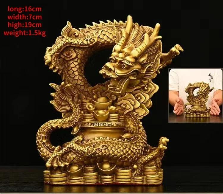 Feng Shui Copper Animal Dragon Ornaments Treasure Dragon Zodiac Home Desktop Statues