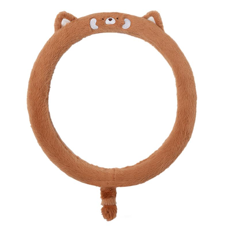 New cartoon car steering wheel cover winter plush warm non-slip car handle cover cute bear car handle cover general purpose