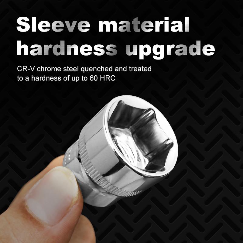 Drive Socket Set 1/4"-3/8"-1/2",72 Teeth CRV Ratchet Wrench Sockets Compact Sockets for Motorcycle Repair Mechanic Tool for Car