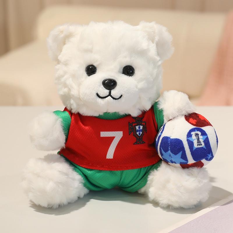 20cm Roztomilý Fotbalový Medvěd Plyšová Hračka Různé Fotbalové Dresy Fotbalová Plyšová Panenka Sběratelský Předmět pro Fanoušky Dekorace do Pokojíčku Dárek k Narozeninám Děti Kluci